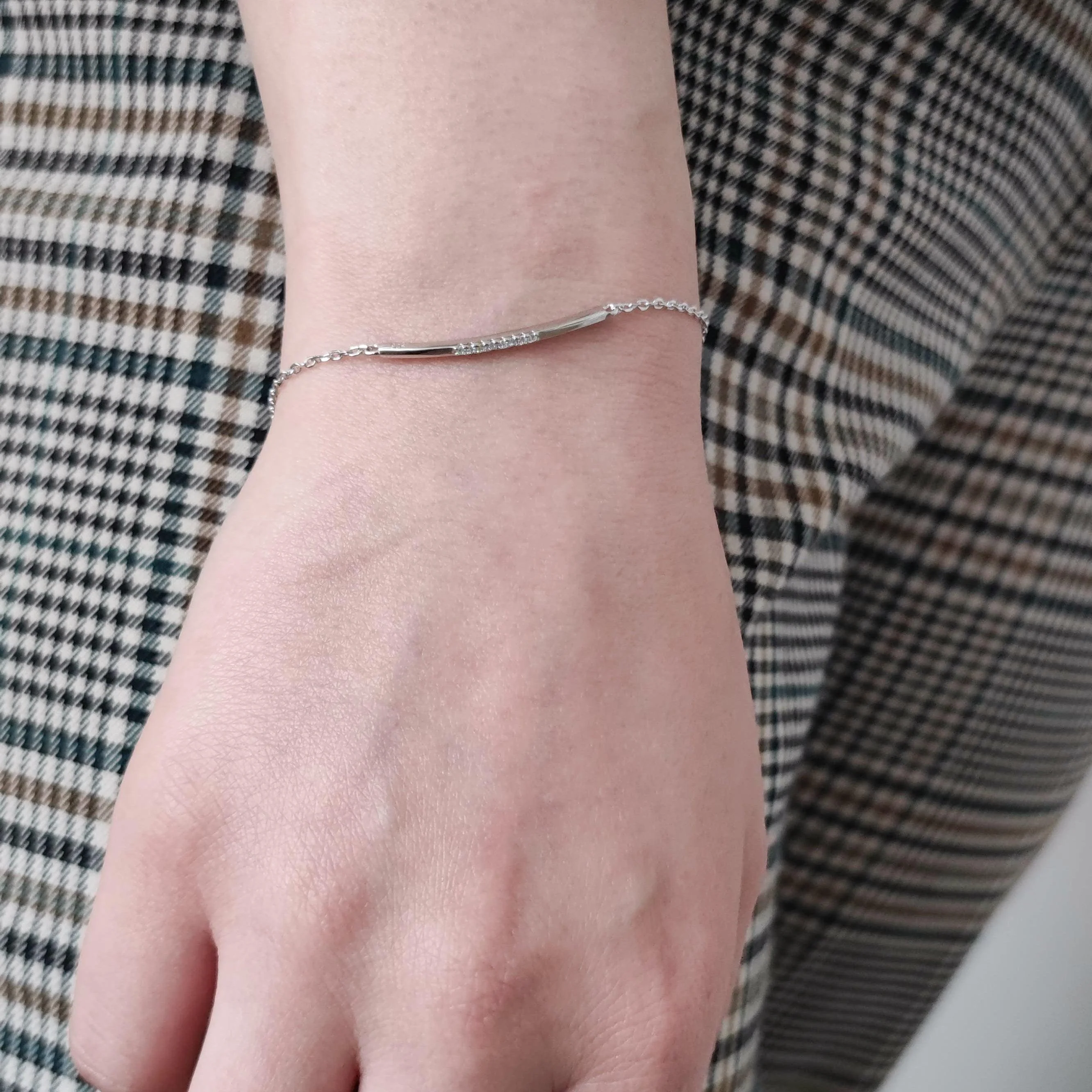 Sterling Silver Plate Bracelet with Cubic Zirconia | Elegant Everyday Jewellery - Image 2