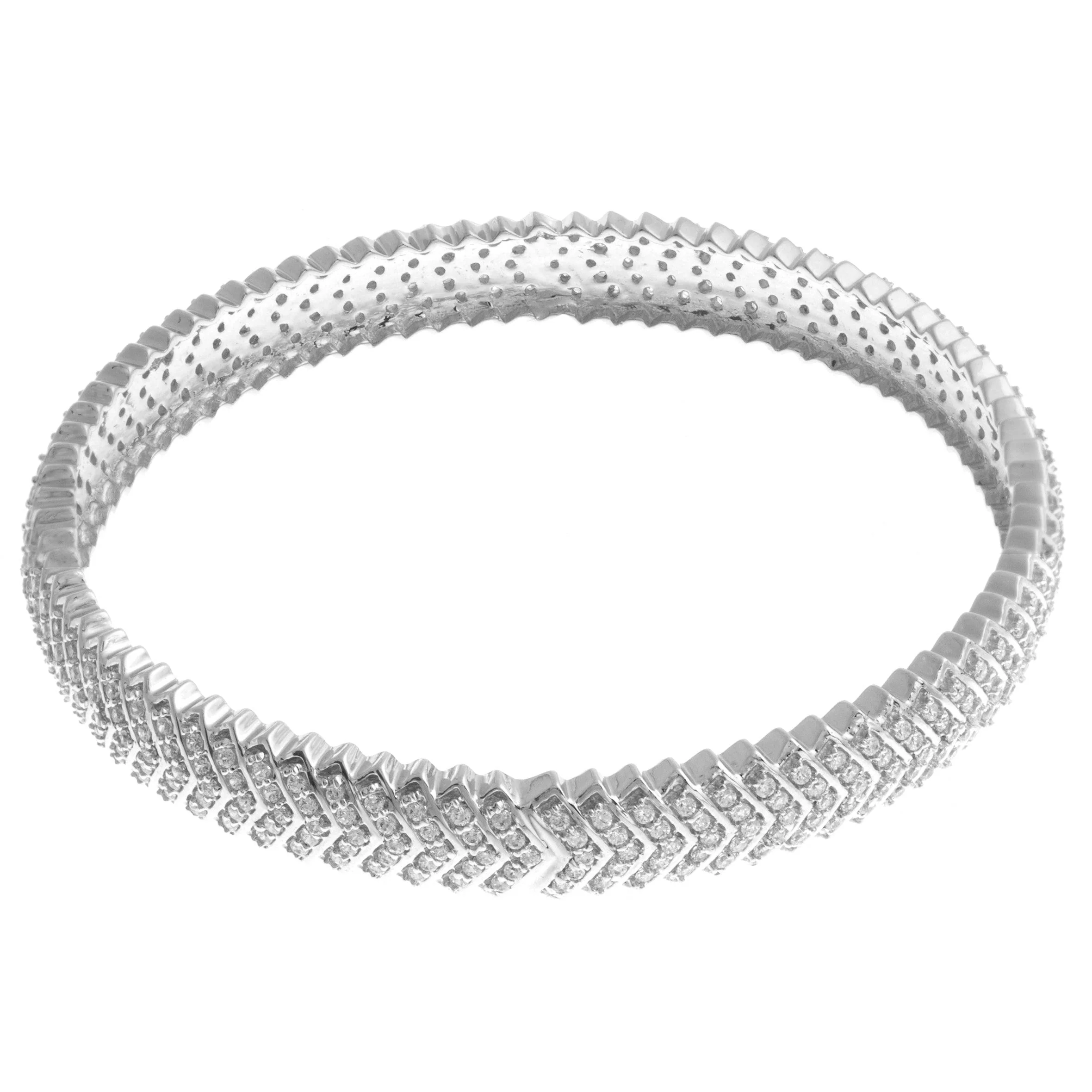 18ct White Gold Bangle with Cubic Zirconia Stones - Timeless White Gold Bangle - Image 4