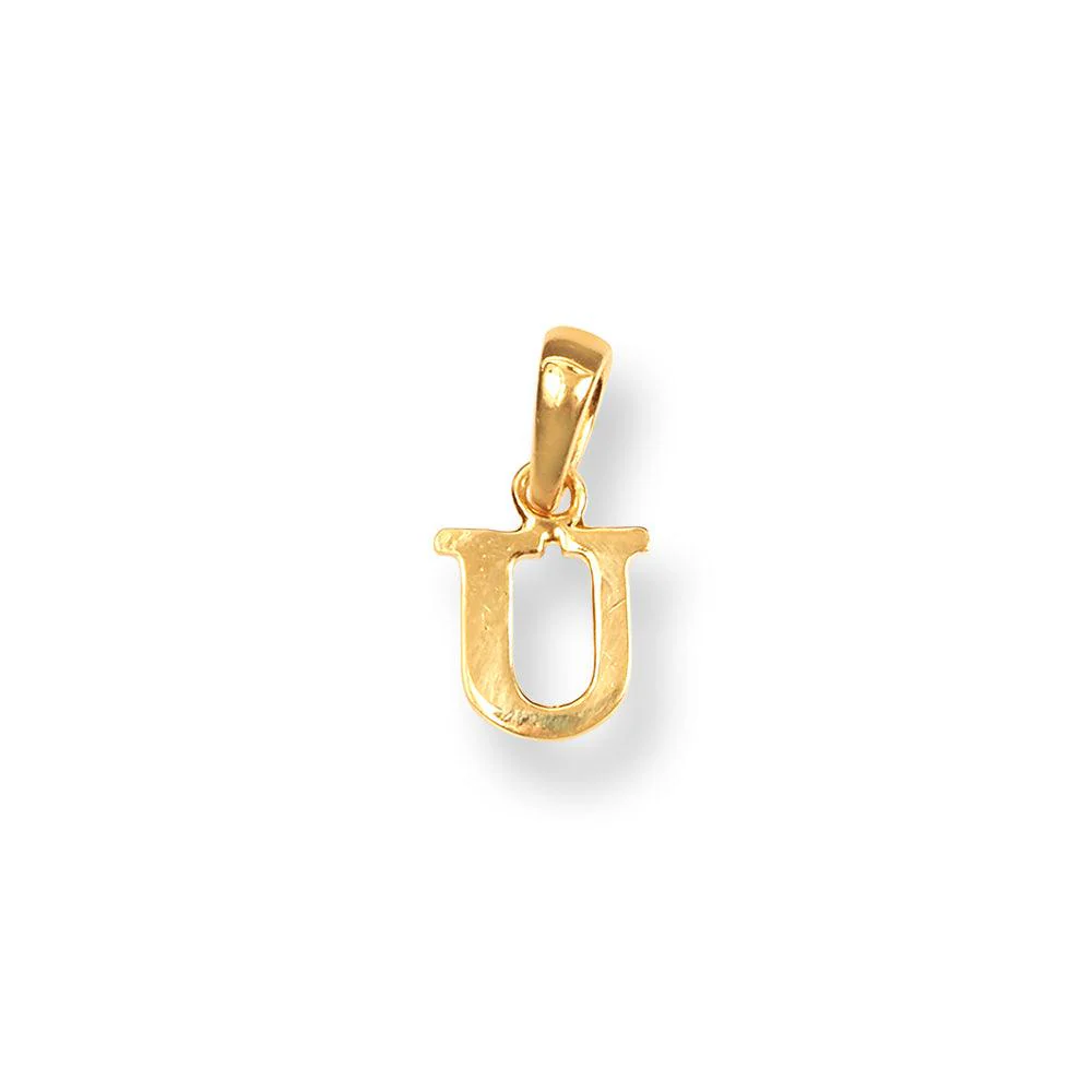 'U' 22ct Gold Minimal Initial Pendant P-7037-U