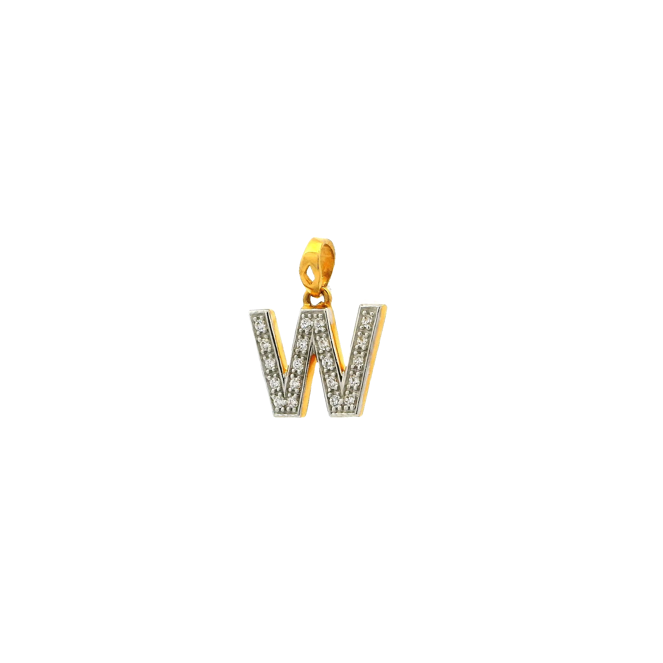 'W' 22ct Gold Swarovski Zirconia Initial Pendant - Image 2