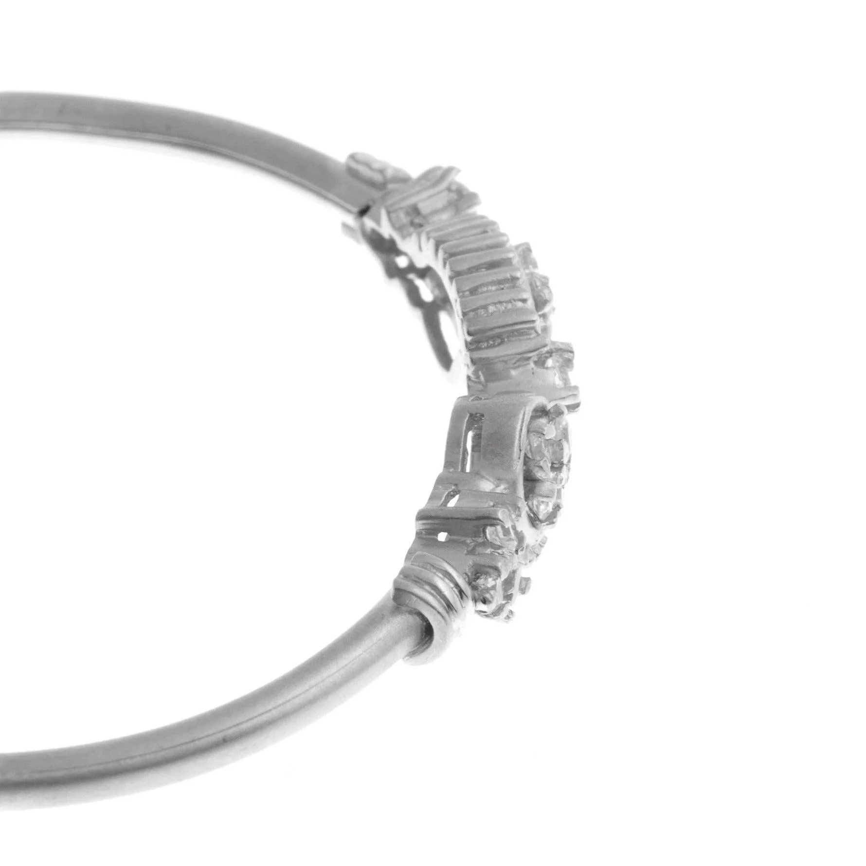 White Rhodium Plated Stone Set 22ct White Cubic Zirconia Children's Bangle - Kid's Jewellery - Image 4