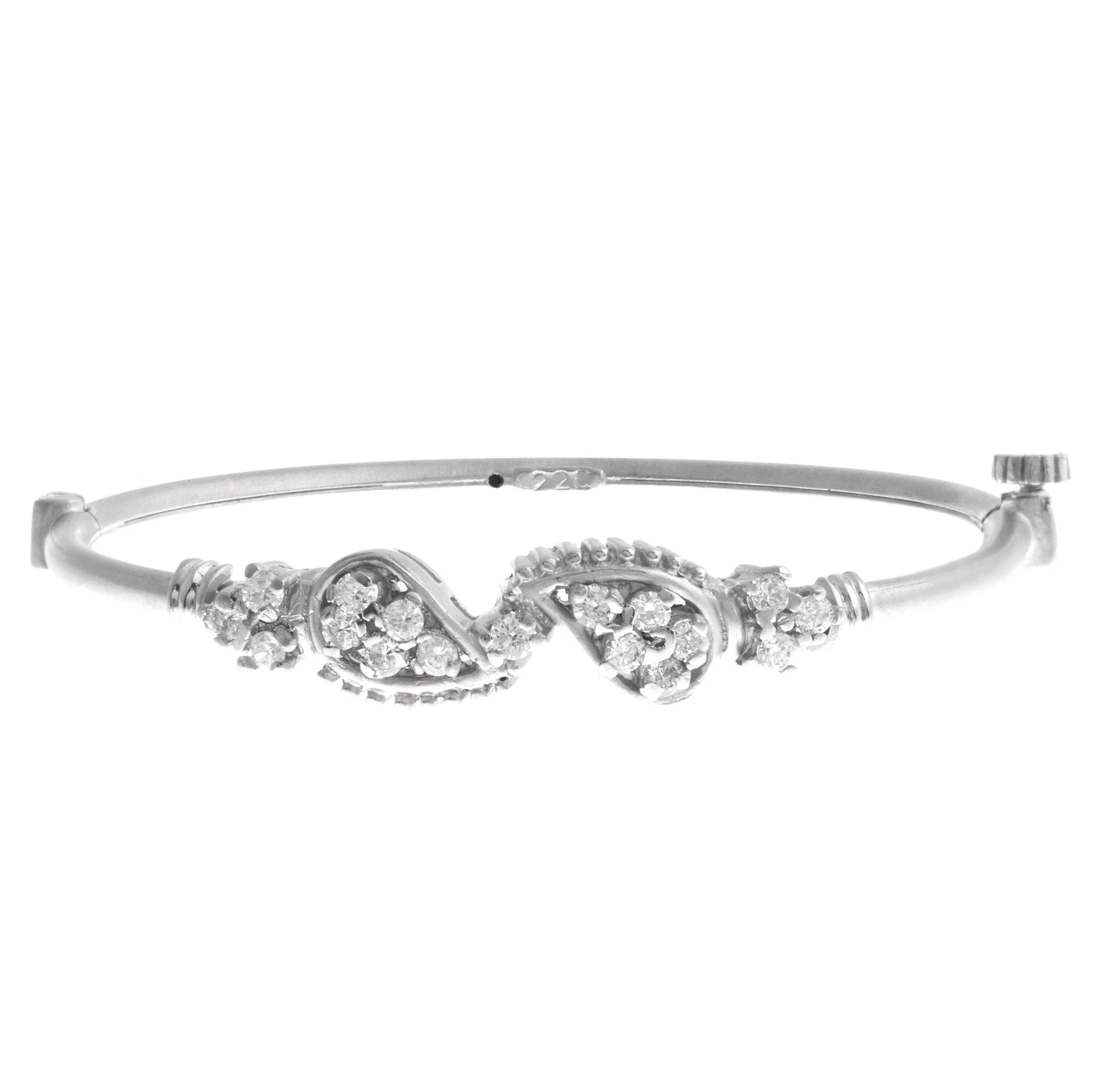 White Rhodium Plated Stone Set 22ct White Cubic Zirconia Children's Bangle - Kid's Jewellery - Image 5