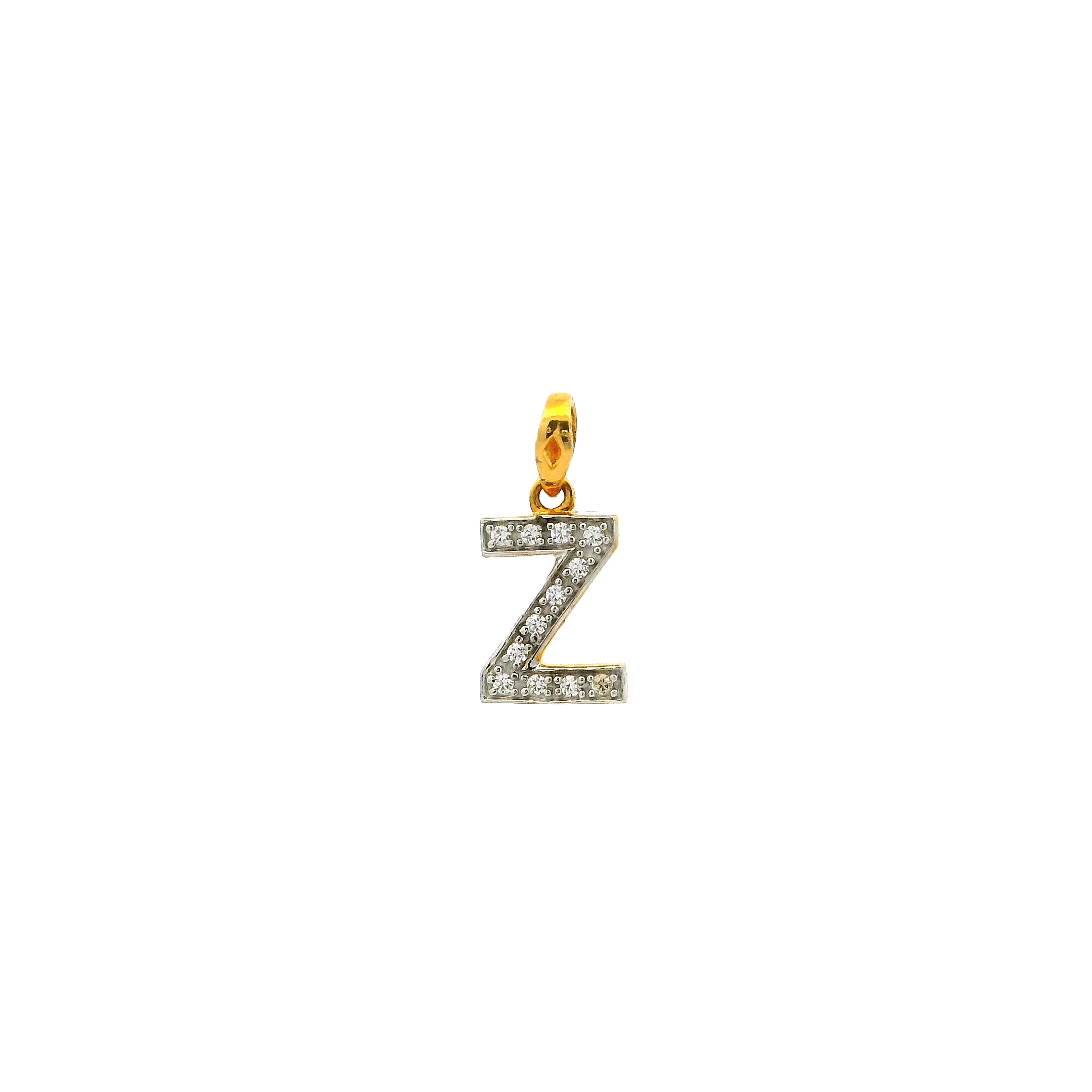 'Z' 22ct Gold Swarovski Zirconia Initial Pendant